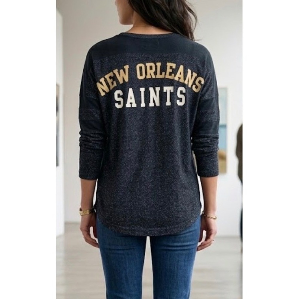 NFL Team Apparel New Orleans Saints Womens Large Grey Long Sleeve‎ Jersey Shirt